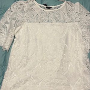 A diva white lace overlay top plus size 1X